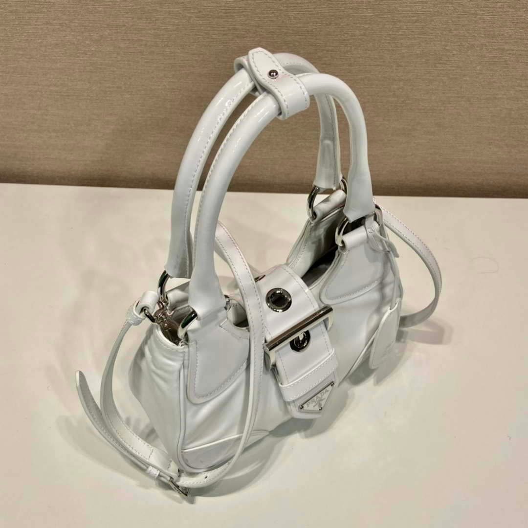 65324c904fe6f.jpg Replica Prada 1BA368 Moon padded patent leather bag White38542 - Image 1