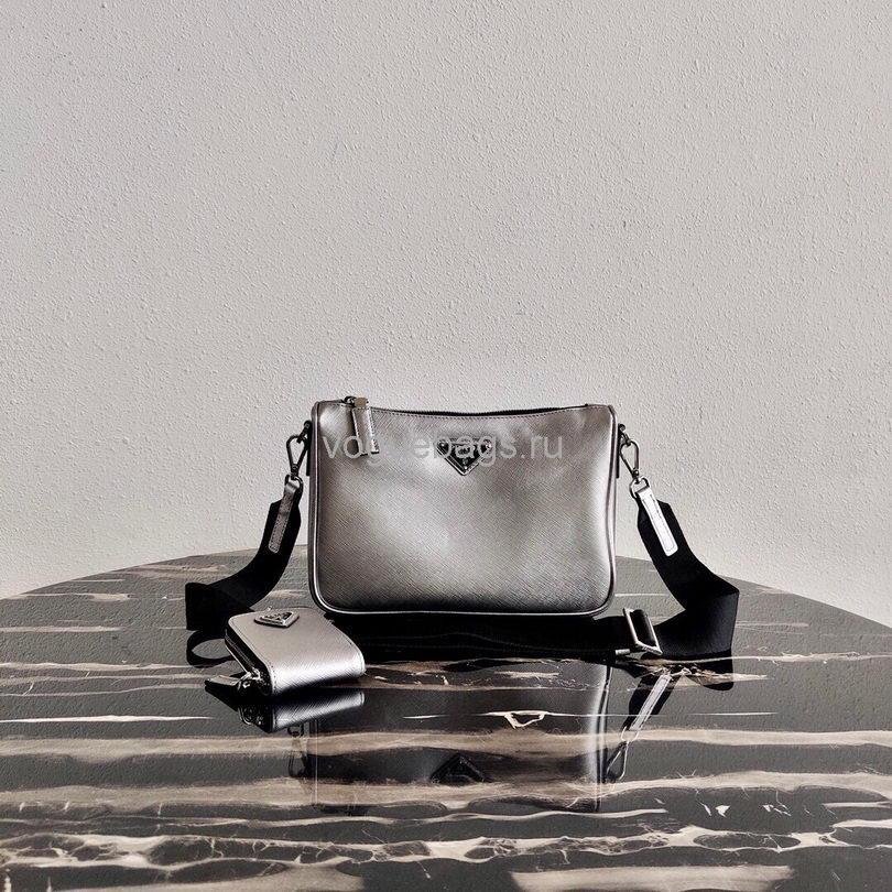 Our Factory offer best Designer HIGH quality replica handbags in cheaper price! Up to 70% discount now. Quality Guarantee! Fast Shipping Worldwide Replica Prada 2VH113 Saffiano Leather Shoulder Bag in Sliver Grey39186 - Image 1
