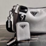 Replica Prada 2VH113 Saffiano Leather Shoulder Bag in Sliver Grey39186 - Image 6
