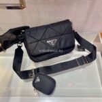 Replica Prada 1BD292 Prada Three In One Nylon Shoulder Bag Black38627