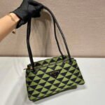 Replica Prada 1BA368 From The Runway Small embroidered fabric Prada Symbole bag Black Ivy Green38529