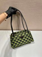 Replica Prada 1BA368 From The Runway Small embroidered fabric Prada Symbole bag Black Ivy Green38529
