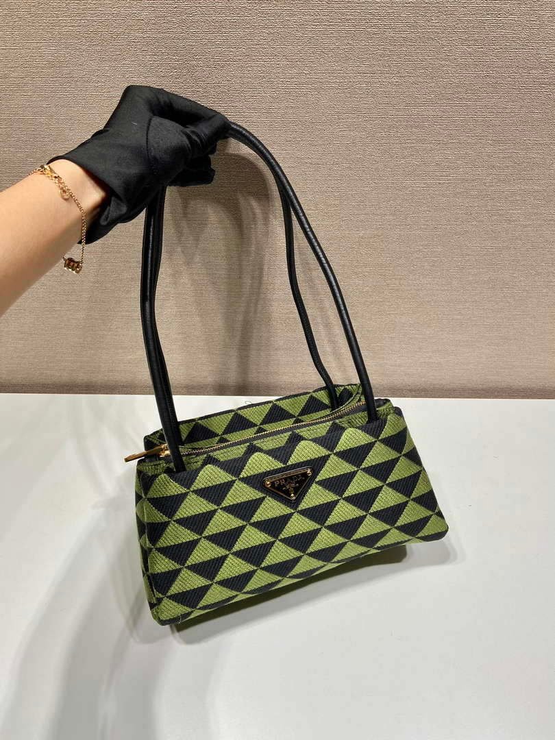 65324d2bc0121.jpg Replica Prada 1BA368 From The Runway Small embroidered fabric Prada Symbole bag Black Ivy Green38529 - Image 1