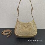 Replica Prada 1BC169 Prada Cleo satin bag with appliqués Gold38554