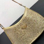 Replica Prada 1BC169 Prada Cleo satin bag with appliqués Gold38554 - Image 3