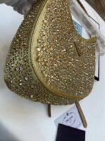 Replica Prada 1BC169 Prada Cleo satin bag with appliqués Gold38554 - Image 14