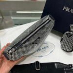 Replica Prada 1NE190 Crystal-studded satin pouch Black39047