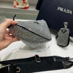 Replica Prada 1NE190 Crystal-studded satin pouch Black39047 - Image 2