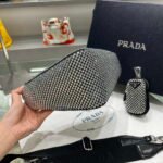 Replica Prada 1NE190 Crystal-studded satin pouch Black39047 - Image 3