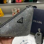 Replica Prada 1NE190 Crystal-studded satin pouch Black39047 - Image 4