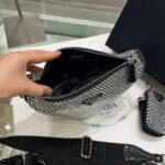 Replica Prada 1NE190 Crystal-studded satin pouch Black39047 - Image 6
