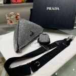 Replica Prada 1NE190 Crystal-studded satin pouch Black39047 - Image 7