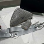 Replica Prada 1NE190 Crystal-studded satin pouch Gray39048 - Image 3