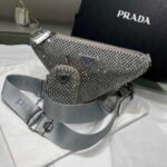 Replica Prada 1NE190 Crystal-studded satin pouch Gray39048 - Image 4