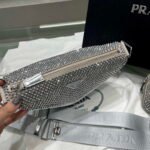 Replica Prada 1NE190 Crystal-studded satin pouch Gray39048 - Image 5