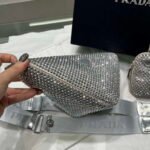Replica Prada 1NE190 Crystal-studded satin pouch Gray39048 - Image 6