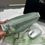 Replica Prada 1NE190 Crystal-studded satin pouch Green39067