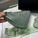 Replica Prada 1NE190 Crystal-studded satin pouch Green39067 - Image 2