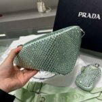 Replica Prada 1NE190 Crystal-studded satin pouch Green39067 - Image 3