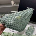 Replica Prada 1NE190 Crystal-studded satin pouch Green39067 - Image 4