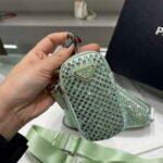 Replica Prada 1NE190 Crystal-studded satin pouch Green39067 - Image 5