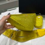 Replica Prada 1NE190 Crystal-studded satin pouch Yellow39088 - Image 2