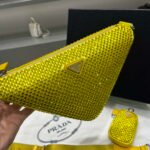 Replica Prada 1NE190 Crystal-studded satin pouch Yellow39088 - Image 4