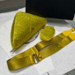 Replica Prada 1NE190 Crystal-studded satin pouch Yellow39088 - Image 7