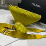 Replica Prada 1NE190 Crystal-studded satin pouch Yellow39088 - Image 8