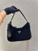 Replica Prada 1NE515 Re Edition 2000 Shearling Mini Bag Black39068 - Image 9