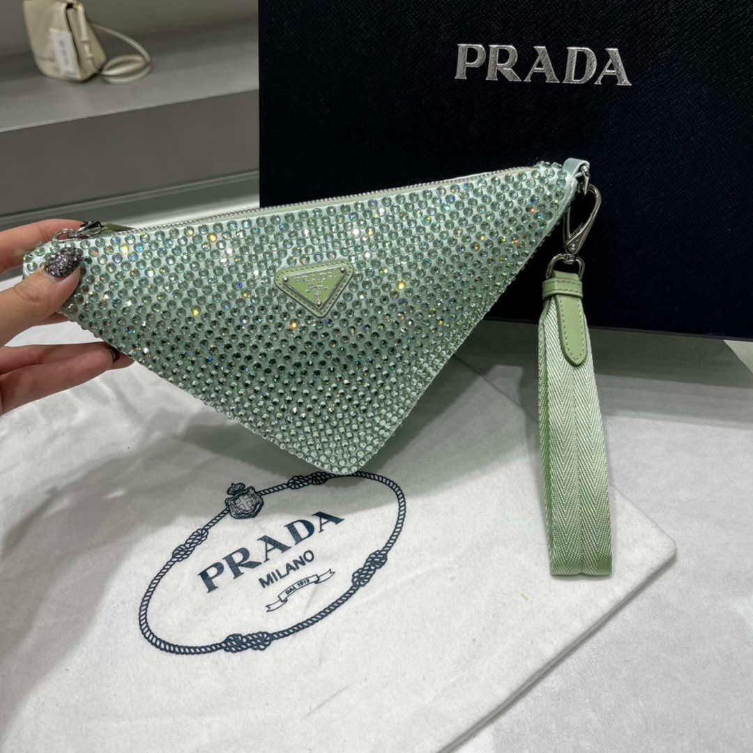 65324dc21039b.jpg Replica Prada 1NE039 Crystal-studded satin pouch Green39017 - Image 1