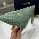 Replica Prada 1NE039 Crystal-studded satin pouch Green39017 - Image 3