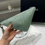 Replica Prada 1NE039 Crystal-studded satin pouch Green39017 - Image 5