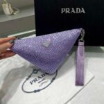 Replica Prada 1NE039 Crystal-studded satin pouch Purple39018