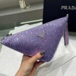 Replica Prada 1NE039 Crystal-studded satin pouch Purple39018 - Image 3