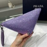 Replica Prada 1NE039 Crystal-studded satin pouch Purple39018 - Image 5