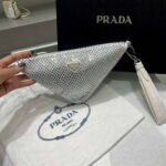 Replica Prada 1NE039 Crystal-studded satin pouch White39028
