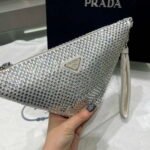 Replica Prada 1NE039 Crystal-studded satin pouch White39028 - Image 3