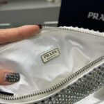Replica Prada 1NE039 Crystal-studded satin pouch White39028 - Image 8