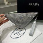 Replica Prada 1NE039 Crystal-studded satin pouch Gray38998