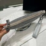 Replica Prada 1NE039 Crystal-studded satin pouch Gray38998 - Image 2