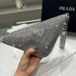 Replica Prada 1NE039 Crystal-studded satin pouch Gray38998 - Image 3