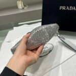 Replica Prada 1NE039 Crystal-studded satin pouch Gray38998 - Image 4