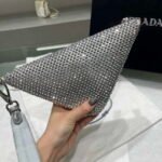 Replica Prada 1NE039 Crystal-studded satin pouch Gray38998 - Image 5