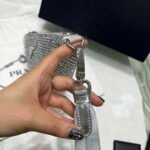 Replica Prada 1NE039 Crystal-studded satin pouch Gray38998 - Image 6