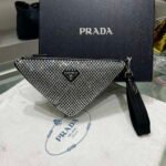 Replica Prada 1NE039 Crystal-studded satin pouch Black38988