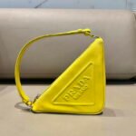 Replica Prada 1NQ043 Triangle leather pouch Yellow39257