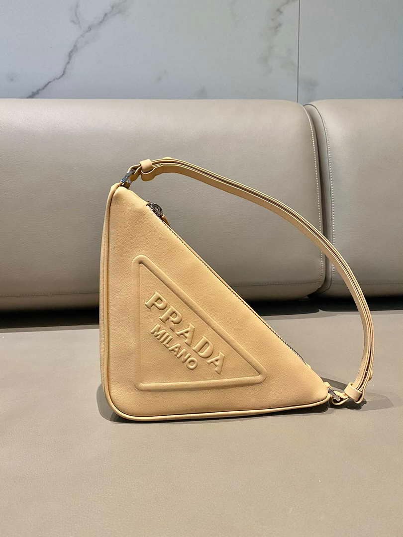 65324e08e2a89.jpg Replica Prada 1NQ043 Triangle leather pouch Apricot39207 - Image 1