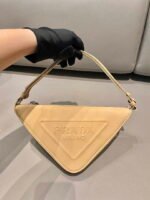 Replica Prada 1NQ043 Triangle leather pouch Apricot39207 - Image 2