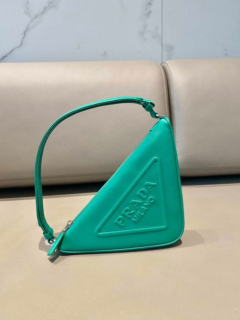 65324e1d2ceb9.jpg Replica Prada 1NQ043 Triangle leather pouch Lake Blue39246 - Image 1